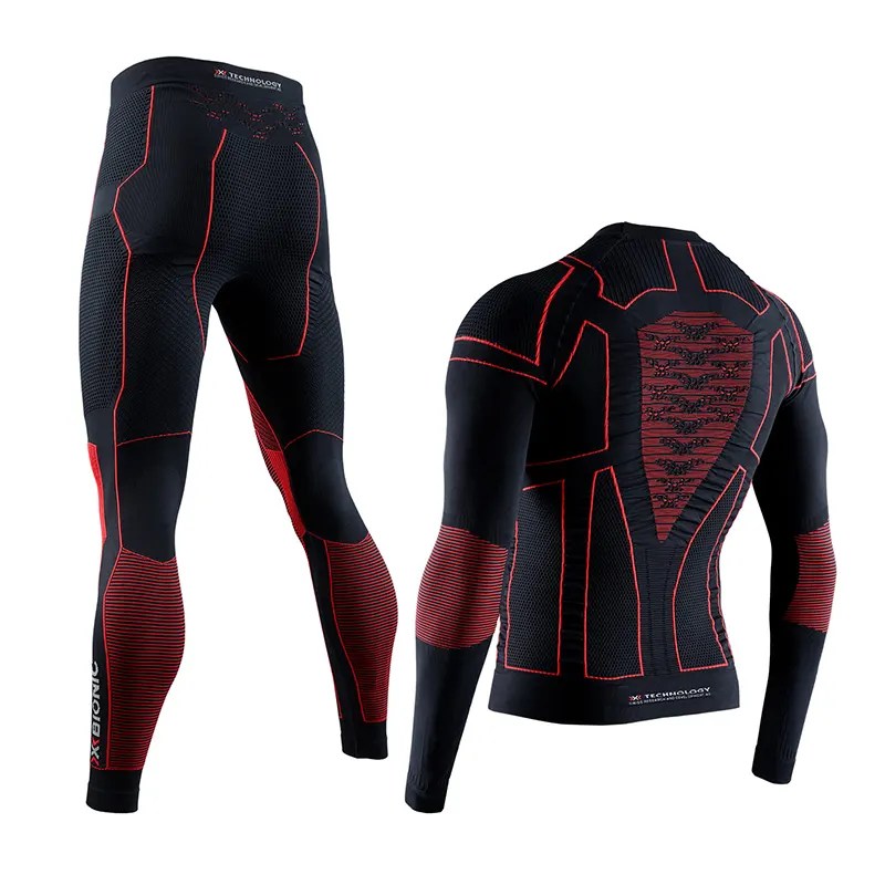 Чёрно-красный комплект термобелья X-Bionic Moto Energizer со спины