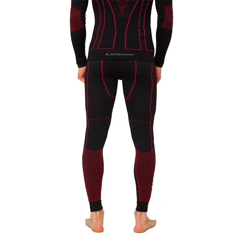 Чёрно-красные легинсы X-Bionic Moto Energizer со спины