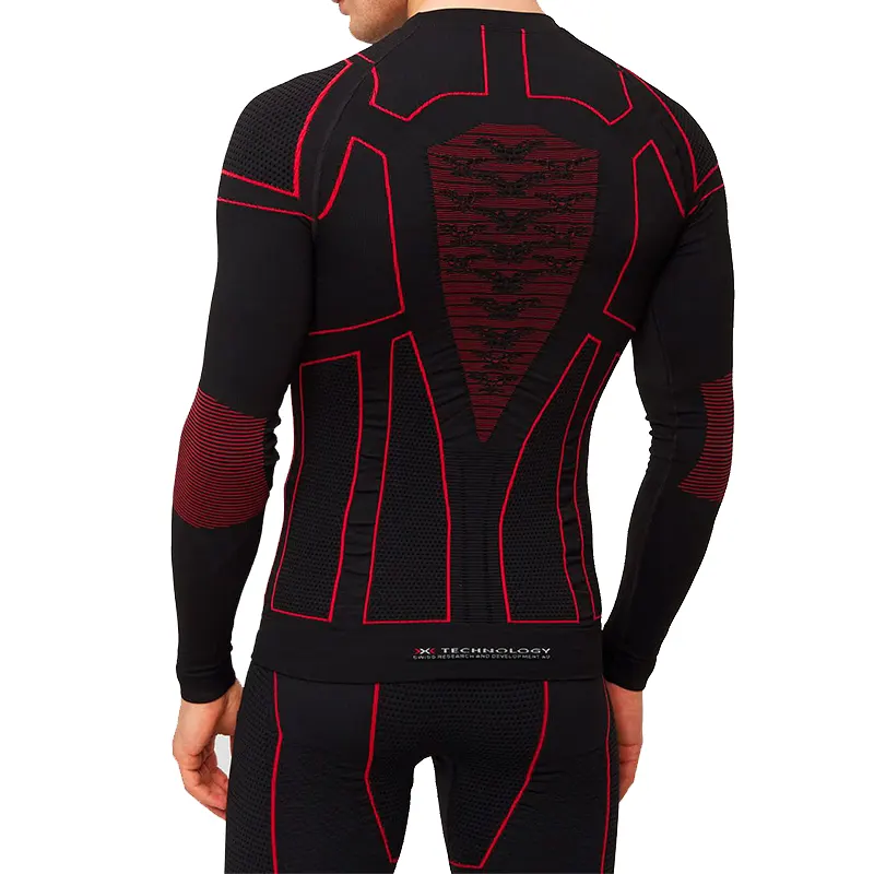 Чёрно-красная футболка с длинным рукавом X-Bionic Moto Energizer со спины